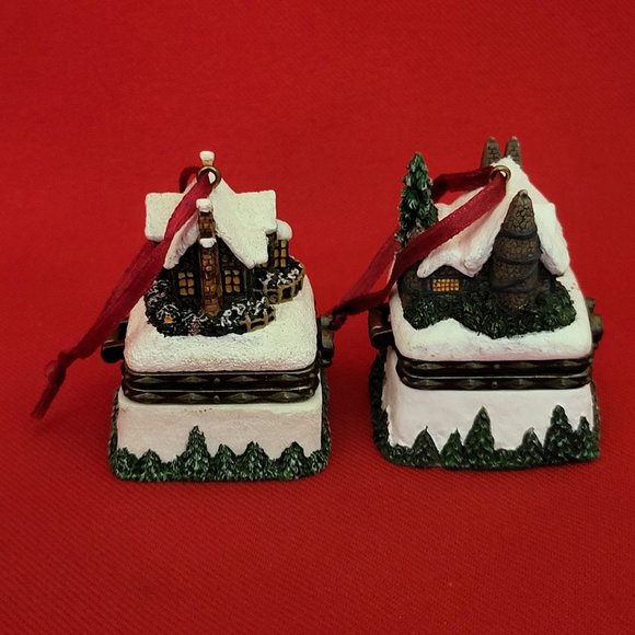 Thomas Kincade Christmas Mini Trinket Box Christmas Ornament Set of 2 - Picture 8 of 11